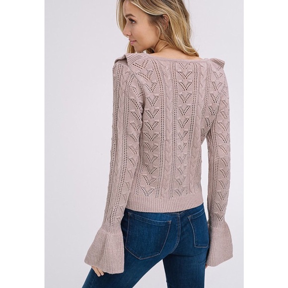 Last One!! Blush Cable Knit Ruffle Sweater - Picture 4 of 7